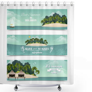 Personality  Island Horizontal Banners Shower Curtains