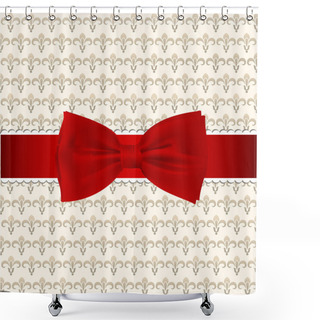 Personality  Vintage Background With Red Bow Shower Curtains