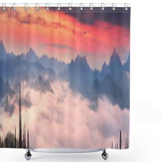 Personality  Foggy Sunrise In The Carpathian Mountains Shower Curtains