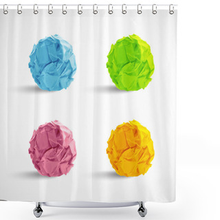 Personality  Set Of Crumpled Paper Balls Shower Curtains