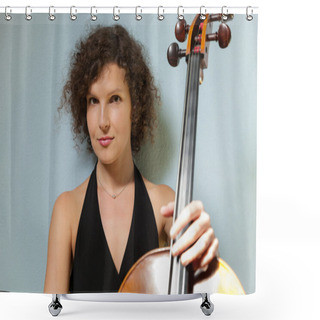 Personality  Portrait Of Young Cellist Shower Curtains