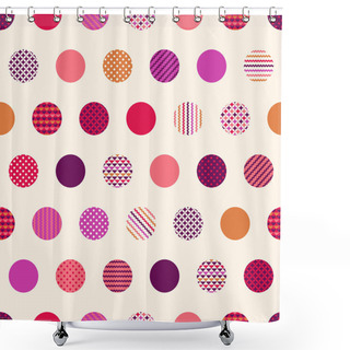 Personality  Geometric Circles With Dots Pattern Shower Curtains