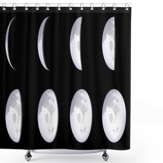 Personality  Creative Vector Illustration Of Realistic Moon Phases Schemes Isolated On Transparent Background. Art Design Lunar Calendar. Different Stages Of Moonlight Activity. Abstract Concept Graphic Element. Shower Curtains