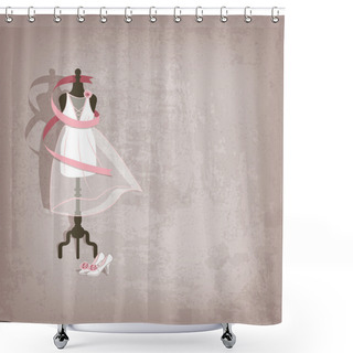 Personality  Wedding Dress On Grungy Background Shower Curtains