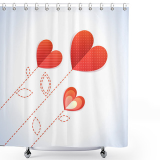 Personality  Trendy Illustration Of Three Diagonal Red Hearts Like Flowers Shower Curtains