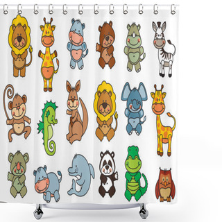 Personality  Set Funny Cartoon Animals Shower Curtains