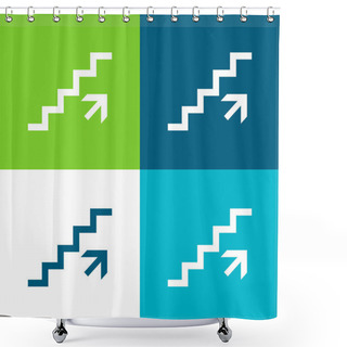 Personality  Ascending Stairs Signal Flat Four Color Minimal Icon Set Shower Curtains