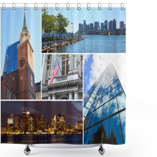 Personality  Boston Massachusetts Famous Landmarks Picture Collage - USA Shower Curtains