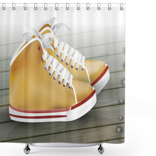 Personality  Male Sneakers. Vector Illustration. Shower Curtains