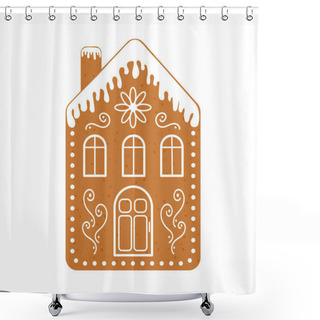 Personality  Gingerbread House, Christmas Cookie, Isolated On White Background. Vector Flat Illustration Shower Curtains