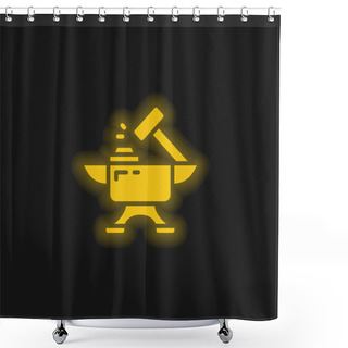 Personality  Blacksmith Yellow Glowing Neon Icon Shower Curtains