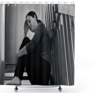 Personality  Depressed Woman Shower Curtains