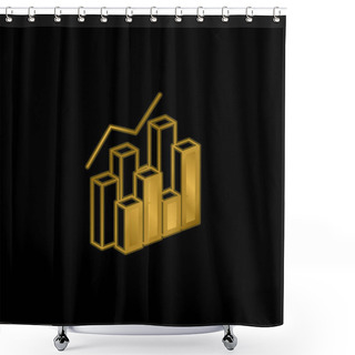 Personality  3d Data Analytics Dual Bars Graphic Gold Plated Metalic Icon Or Logo Vector Shower Curtains