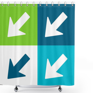 Personality  Arrow Down Left Flat Four Color Minimal Icon Set Shower Curtains