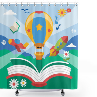Personality  Vector Flat Open Book Shower Curtains