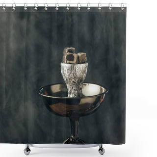 Personality  Hookah Bowl With Coals In Smoke On Black Shower Curtains