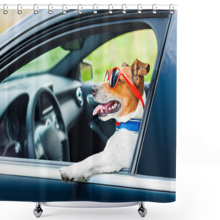 Personality  Dog Car  Steering Wheel Shower Curtains