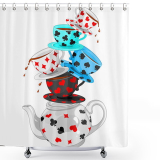 Personality  Wonder Tea Party Pyramid Shower Curtains