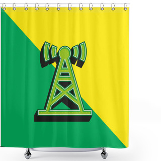 Personality  Antenna Green And Yellow Modern 3d Vector Icon Logo Shower Curtains