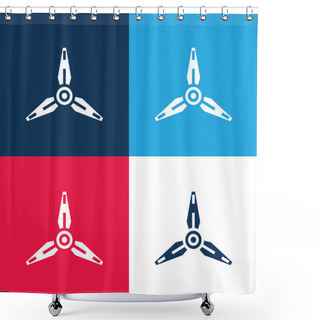 Personality  Blades Blue And Red Four Color Minimal Icon Set Shower Curtains
