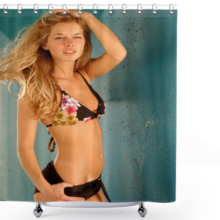 Personality  Smiling Enchanting Bewitching Lovely Lady Captivating Engaging Endearing Eyes Darling Precious Delightful Body Adorable Fun Alluring Look Naughty College School Girl Pinup Poster Perfect For Calendar Man Cave Or Warrior Locker Room Image Photo Latina Shower Curtains