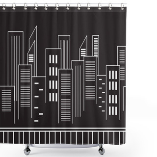 Personality  Collection Stock Vector City Silhouettes Shower Curtains