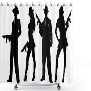 Personality  Gangsters People With Guns Shower Curtains