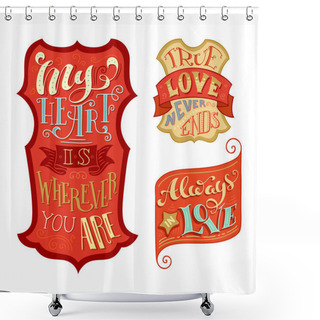 Personality  Valentines Day Badges Set Shower Curtains
