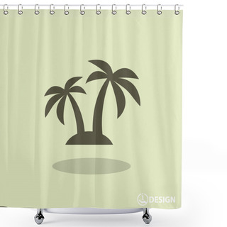 Personality  Pictograph Of Island With Palm Trees Shower Curtains