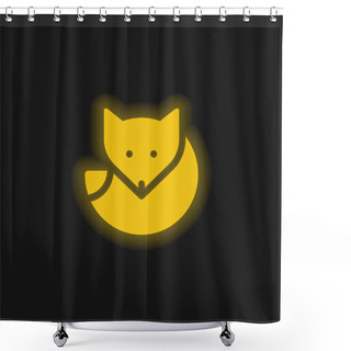 Personality  Arctic Fox Yellow Glowing Neon Icon Shower Curtains