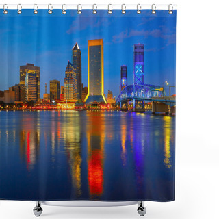 Personality  Jacksonville Skyline Sunset River In Florida Shower Curtains
