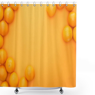 Personality  Top View Of Ripe Juicy Whole Oranges On Colorful Background Shower Curtains