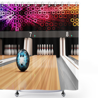 Personality  Bowling Ball Rolling Shower Curtains