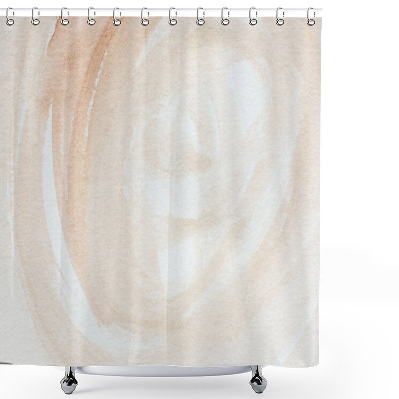 Personality  close up of abstract brown watercolor painting on white paper shower curtains