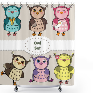 Personality  Set Of Funny Owls. Shower Curtains