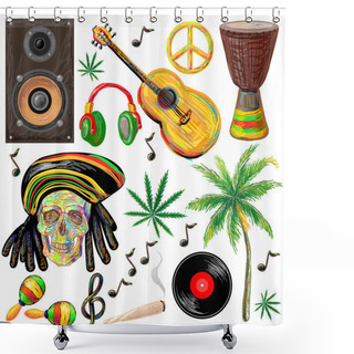 Personality  Reggae Set Illustration Shower Curtains