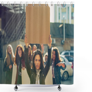 Personality  Young People Protesting Of Women Rights And Equality On The Street Shower Curtains