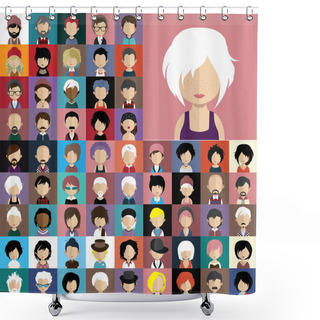 Personality  Set Of People Icons With Faces. Shower Curtains