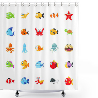 Personality  Sea Animals Vector Pack  Shower Curtains