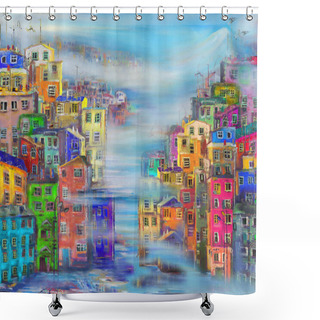 Personality  Morning Town Near The Sea  Shower Curtains
