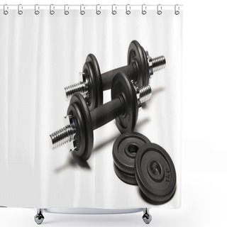 Personality  Iron Dumbbells With Weight Plates Shower Curtains