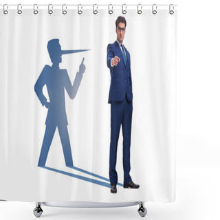 Personality  Concept Of Businessman Liar With His Shadow Shower Curtains