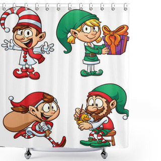 Personality  Christmas Elves Shower Curtains