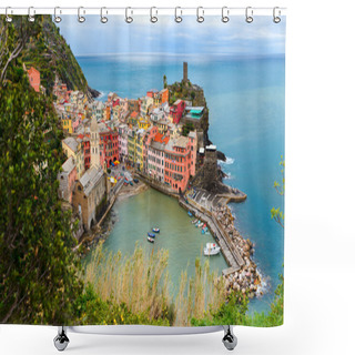 Personality  Vernazza Village In Cinque Terre Shower Curtains