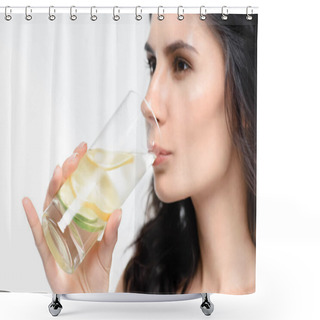 Personality  Woman Drinking Water  Shower Curtains
