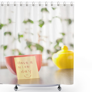Personality  Have A Nice Day With Smile And Cup Coffe Shower Curtains