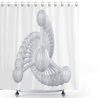 Personality  Abstract 3d Wireframe White DNA Molecule Helix Spiral Isolated Logo Or Icon Concept On White Background. Water, Medical Science, Genetic Biotechnology, Chemistry Biology, Gene Cell. 3D Rendering. Shower Curtains