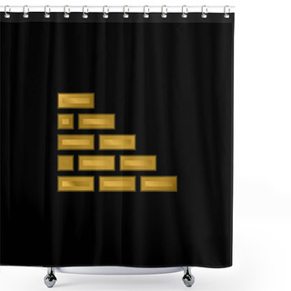Personality  Brickwall Gold Plated Metalic Icon Or Logo Vector Shower Curtains