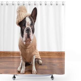 Personality  French Bulldog Wearing Warm Sweater Shower Curtains