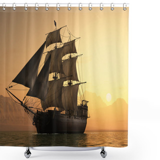 Personality  Sailboat In The Sea. Shower Curtains